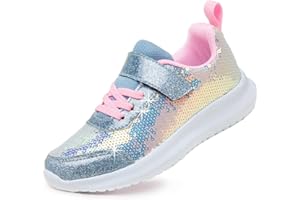 Toandon Little Girls Kids Sparkle Glitter Sequins Lightweight Sneakers for 5-10 yrs
