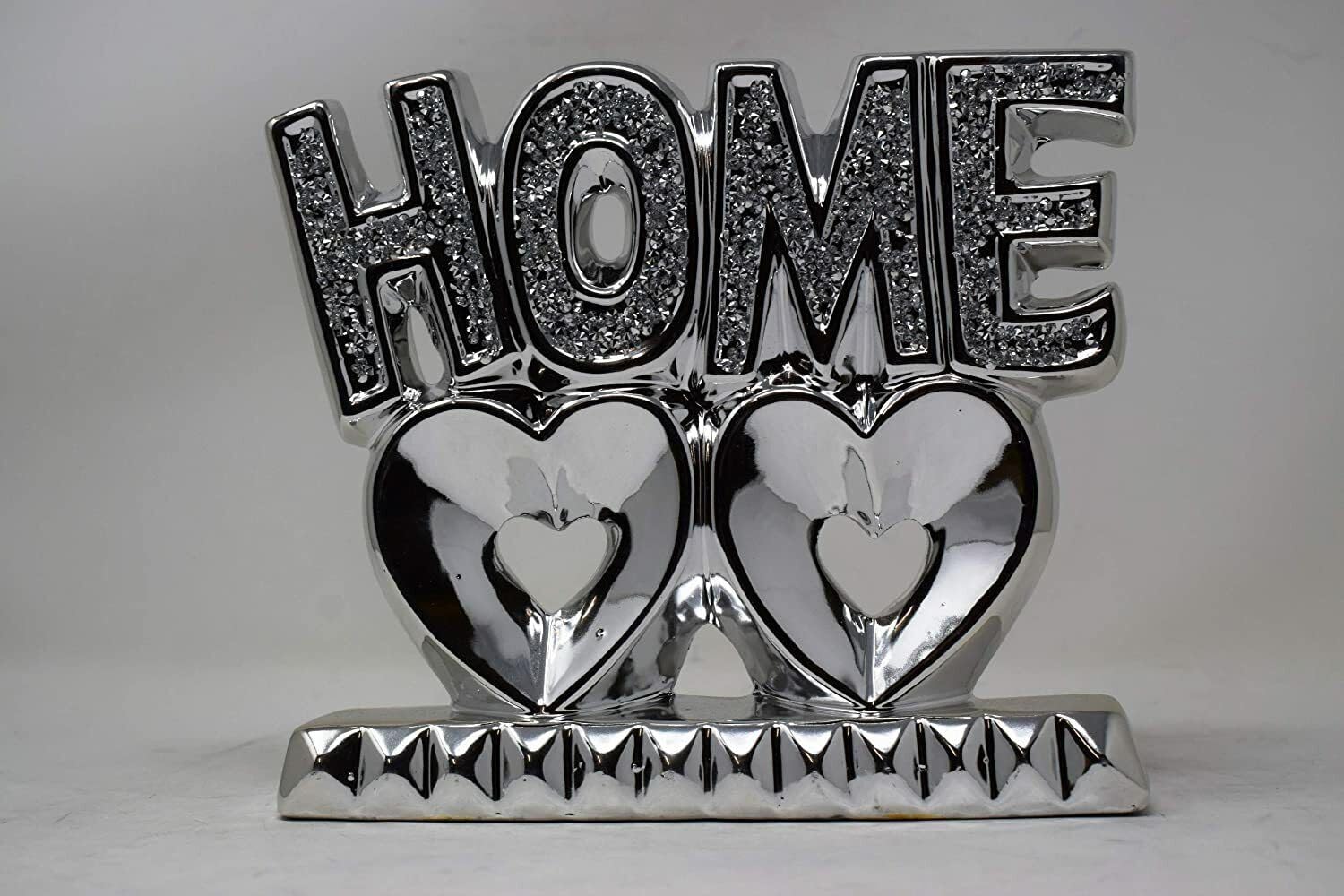Silver Sparkle Bling Crushed Diamond Display |free standing home letters blocks rack sign for living room office home bathroom decoration ornament | Wedding Anniversary, Birthday Present Gift