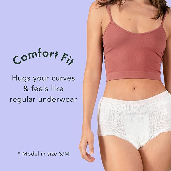 RAEL DISPOSABLE UNDERWEAR FOR WOMEN, ORGANIC COTTON COVER – INCONTINENCE PADS, POSTPARTUM ESSENTIALS, DISPOSABLE UNDERWEAR, UNSCENTED, MAXIMUM COVERAGE (SIZE S-M, 10 COUNT)