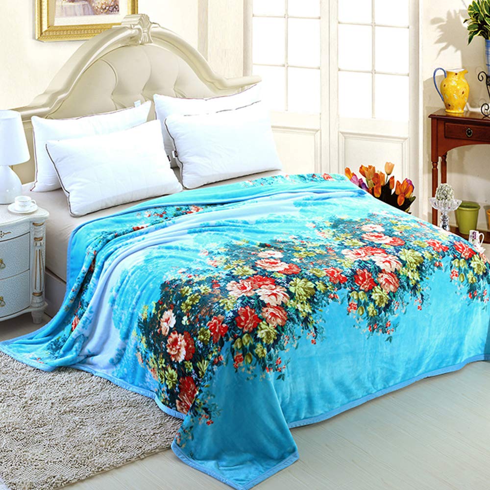 MYLUNE HOME Faux Fur Mink Fleece Blanket Throws with Flower Pattern on Chair Sofa and Bed Full/Queen/King Size