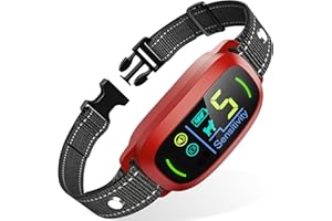 FAFAFROG Dog Bark Collar, Rechargeable Smart Collar, Anti Barking Training Collar with 5 Adjustable Sensitivity Beep Vibration, Bark Collar for Large Medium Small Dogs (Red)
