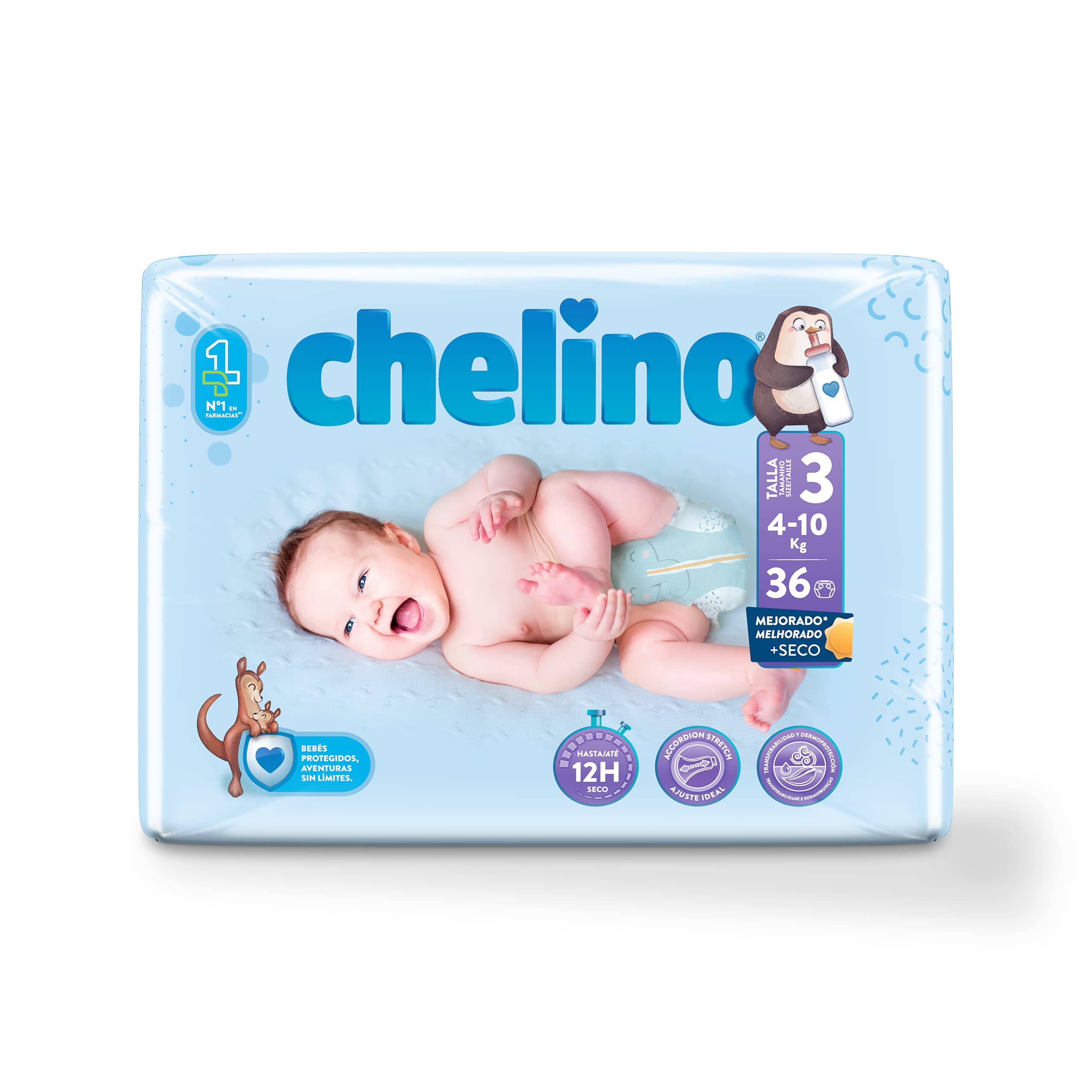Chelino Infant Diaper Size 3 (4-10kg), 36 Units (Pack of 1)