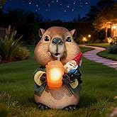 Foreby Solar Capybara Garden Gnome Statue,Outdoor Chipmunk Decor with Glowing Cup,Gnomes Figurine for Patio Yard Lawn,Christmas Housewarming Gifts for Mom,Women,Grandma