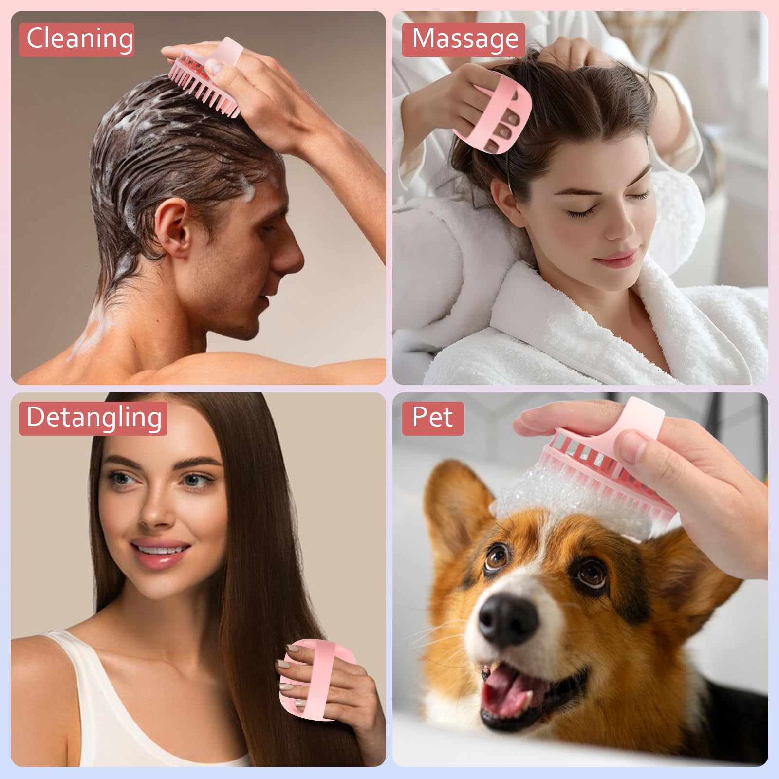 DUAIU Hair Oil Applicator with Continuous Spray Bottle Hair Scalp Massager, Silicone Root Comb Applicator Bottle Shampoo Brush and Mister Spray Bottles for Hair Dye and Hair Care