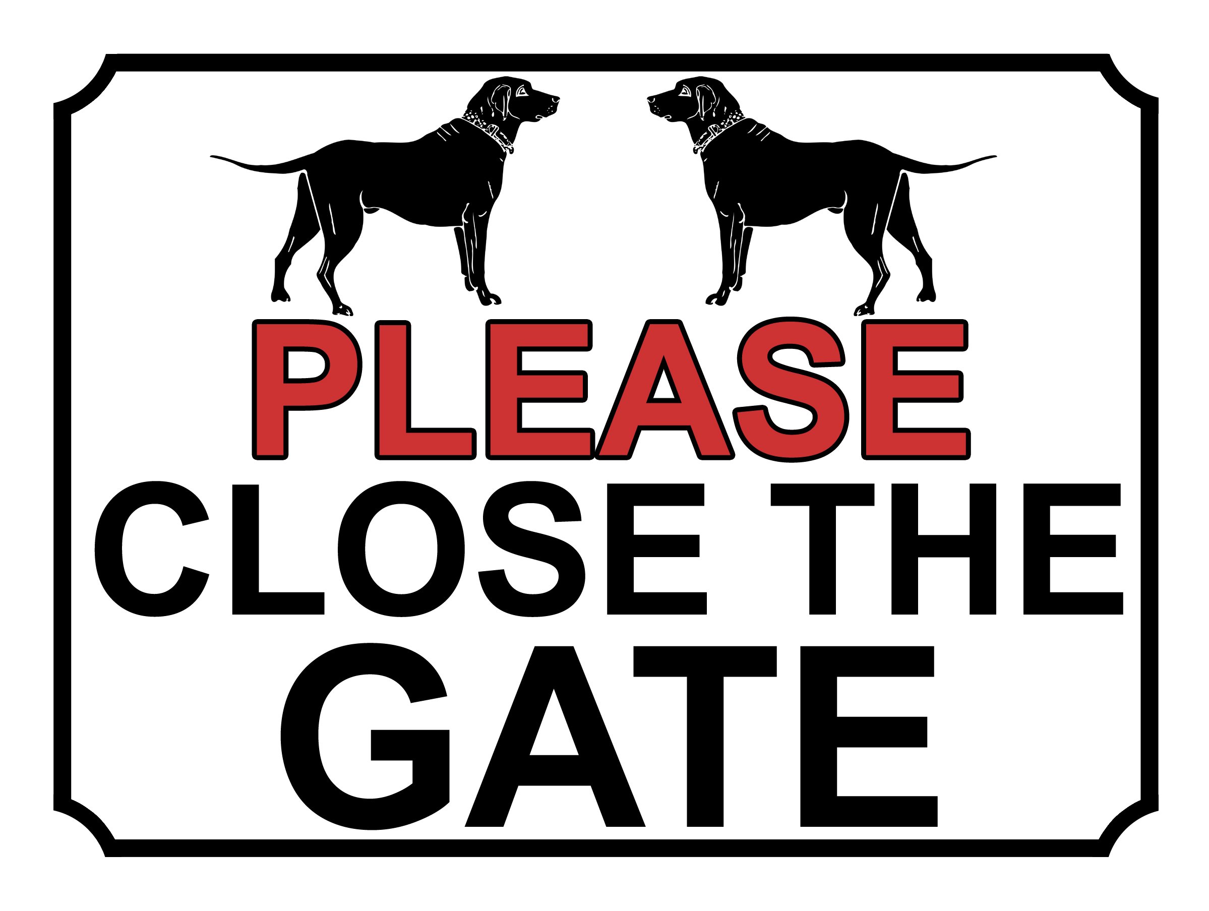 PLEASE CLOSE THE GATE DOG THEME METAL SIGN 267MM X 200MM (102H1L) LARGE 10" X 8"