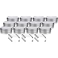 JUVITUS 1 oz Metal Steel Tin Flat Container with Tight Sealed Twist Screwtop Cover (12)