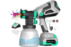 Litheli Cordless Paint Sprayer with Battery of 20V 4.0Ah, HVLP Paint Sprayer Gun with 1000ml Container and 3 Nozzles, Electric Powerful Paint Sprayers for House and Furniture Painting Fence Wall