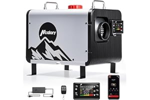 HCALORY 12V Diesel Heater Portable, HBH2 12V Diesel Air Heater with App Control, 10-Temperature Settings, 28% Boost in Burning Efficiency, Auto Start-Stop and 110V AC 24V DC, for Car, Campers, 2025 Upgraded