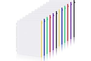 Antner 12 Pack Letter Size Binder Pockets 3 Ring Binder Multicolor Zipper Pouches Document Organizer, PVC 3-Hole Loose Leaf File Folders Insert Sleeves Page Sheet Protectors Business Office Supplies
