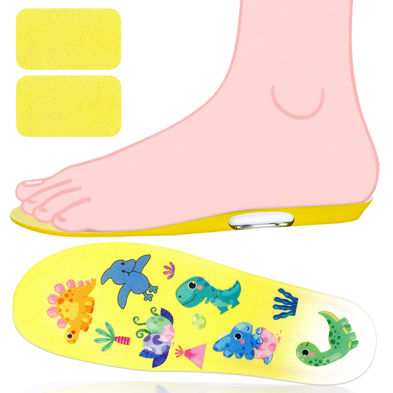 Photo 1 of **USED** TRIMMED* Insoles for Airtag Hidden Holder, Tracker Devise Case for Kids, Comfortable Inserts for Shoes (Yellow, Foot:5.4-6.1IN/Insole:6.0-6.7IN/7.5C-9.5C)