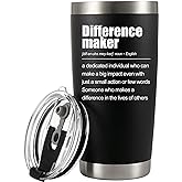Panvola Difference Maker Definition Tumbler Inspirational Gifts For Women Men Retirement Gifts Coworker Leader Teacher Vacuum Insulated Travel Mug With Straw (Black, 20 oz)