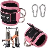 Fentar Adjustable Ankle Straps for Cable Machine Pink 2Pcs Double D Ring