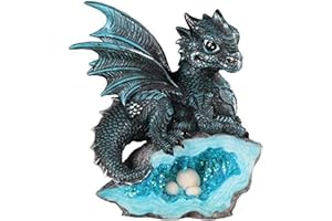 STEALSTREET George S. Chen Imports Le Elegant 71581 Blue Medieval Baby Dragon with Crystal Egg Nest Decorative Figurine