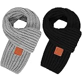 Sdfvsdg 2 Pcs Warm Kids Winter Knit Scarves Toddler Knitted Warm Scarf Neck Warmer for Boys Girls