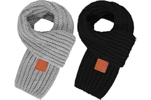 Sdfvsdg 2 Pcs Warm Kids Winter Knit Scarves Toddler Knitted Warm Scarf Neck Warmer for Boys Girls