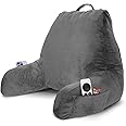 Nestl Reading Pillow with Shredded Memory Foam, Designed for Sitting Up in Bed and Couch, Back and Arms Adjustable Support for Adult & Teens Backrest Pillows for Reading, with Washable Cover Dark Grey