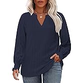 VISLILY Womens-Plus-Size-Tops Cute Ruffle Long Sleeve Shirts Trendy Casual V Neck Tunics Dressy Eyelet Work Blouses XL-5XL