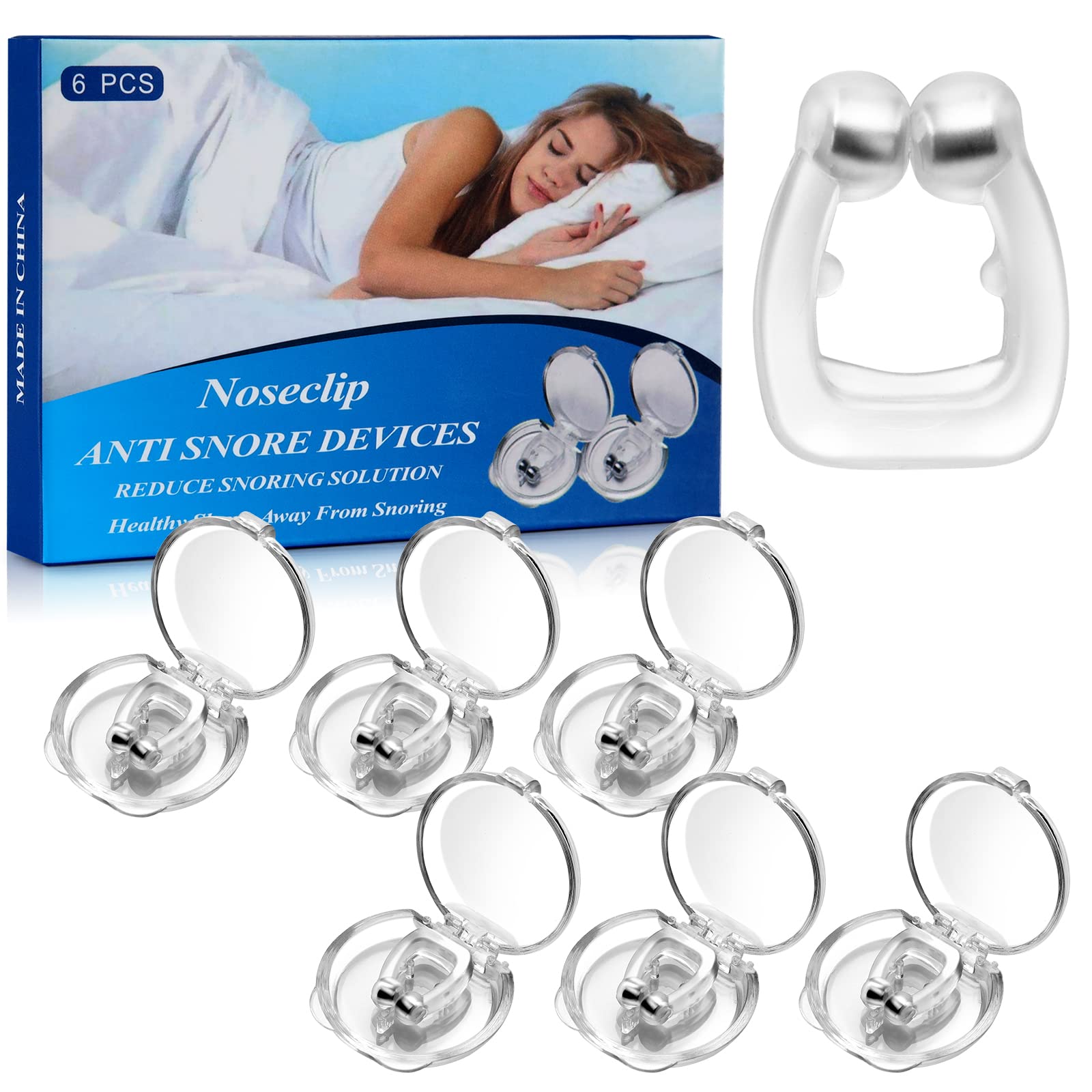 Photo 1 of Anti Snoring Devices, Silicone Magnetic Anti Snoring Nose Clip, 6PCS Snore Stopper, Effective to Stop Snoring, Quieter Restful Sleep (White)