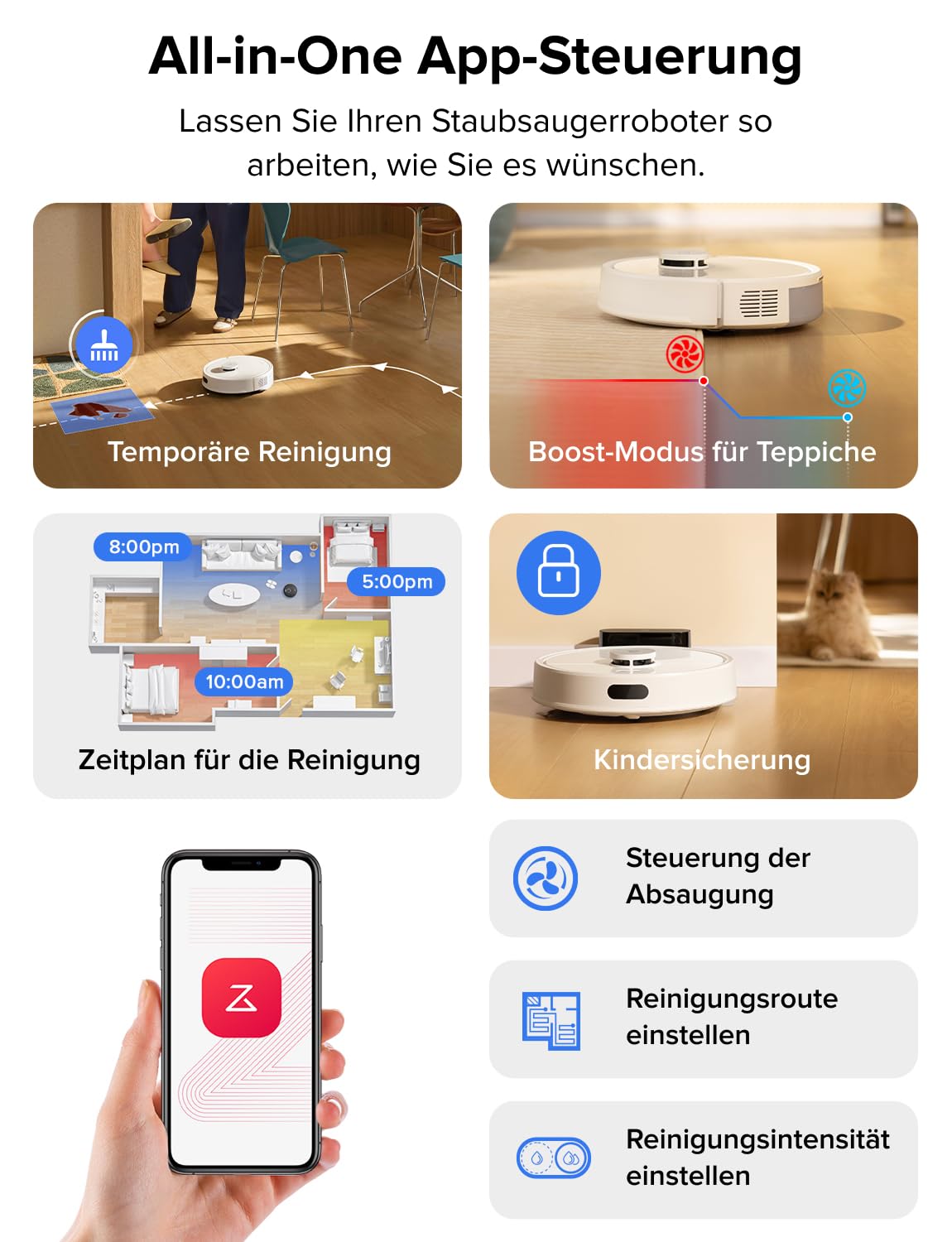 roborock Q7 L5 Saugroboter, Dual Anti-Tangle System, 8.000 Pa HyperForce Saugkraft, Präzise Navigation, Smart No-Go Zone, Einstiegsleistung, Perfekt für Haustierbesitzer (Weiß) 8
