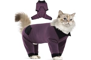 T'CHAQUE Sticky Hair Cat Clothes, Professional Recovery Suit for Cats, Anti-Shedding Shirt Outfit, Soft Pajamas for Kittens, Post-Surgery Onesie for Male & Female Cats, Fuchsia, Large