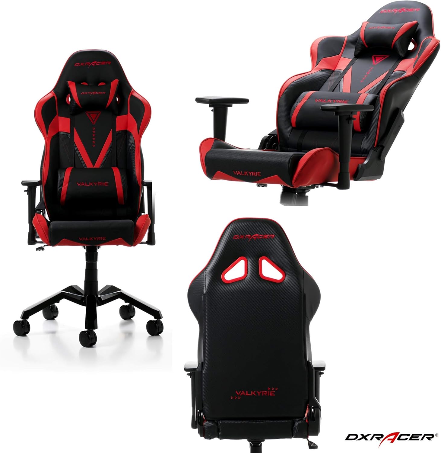 Amazon Co Jp Dxracer ディーエックスレーサー 正規品 ゲーミングチェア オフィスチェア ヴァルキリーシリーズ Valkyrie ハイバックワイドモデル リクライニング カーボン調ハードレザー 3dアーム アルミスパイダーベース Vb 03rd レッド ホーム キッチン