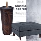 Btowin 5 inch Solid Wood Furniture Legs 4Pcs Wenge Tapered with 5/16 Inch view 6