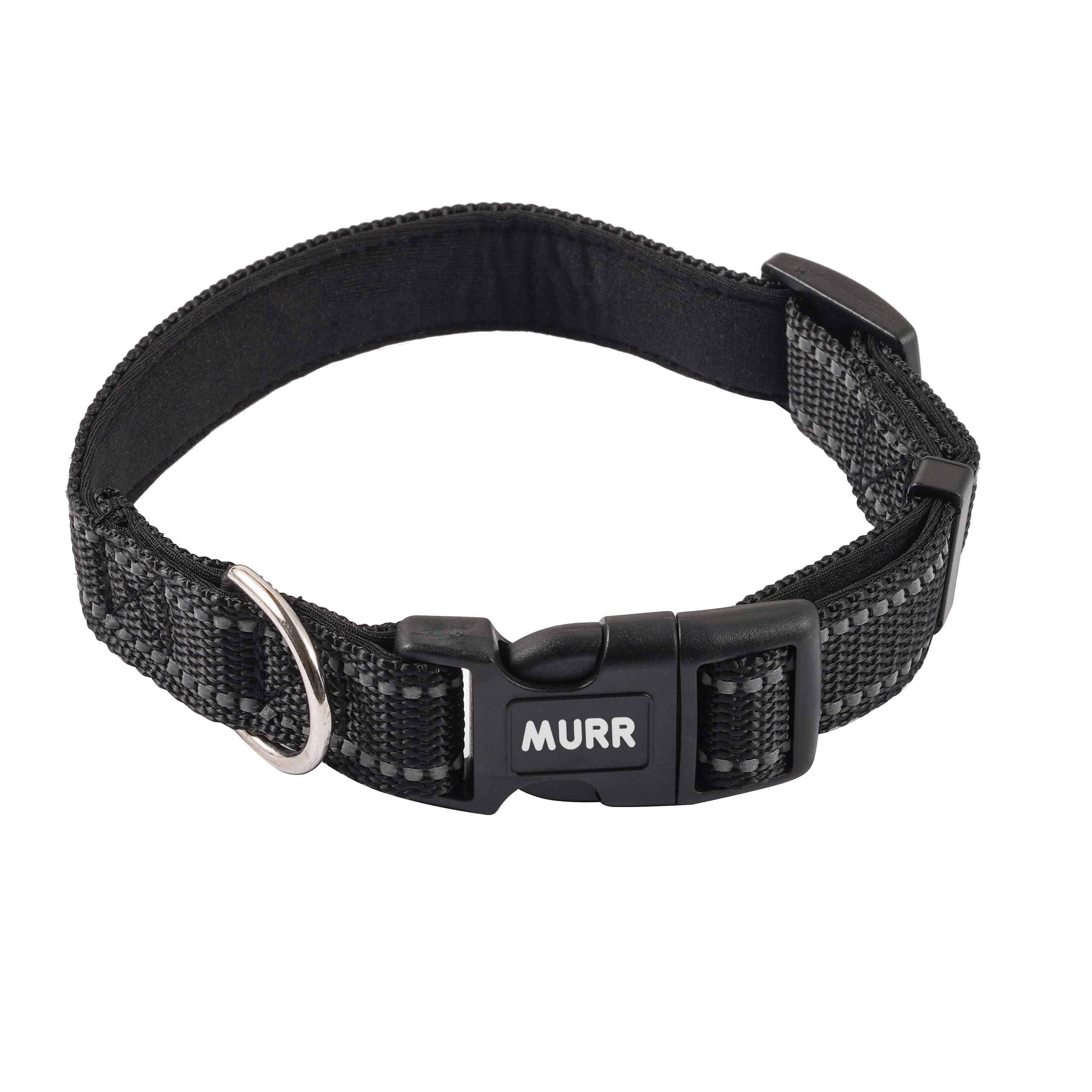 Small Black Dog Collar, Reflective Puppy Collar, Adjustable Nylon Collar with Soft Padding for Small Dogs