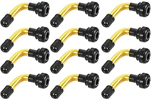 Partuto 12 Pcs Universal PVR50 Tubeless Tire Valve Stem - Cars RV Bicycles Motorcycles Trailers Tubeless Tire Valve - Stainless Steel Gold Tone