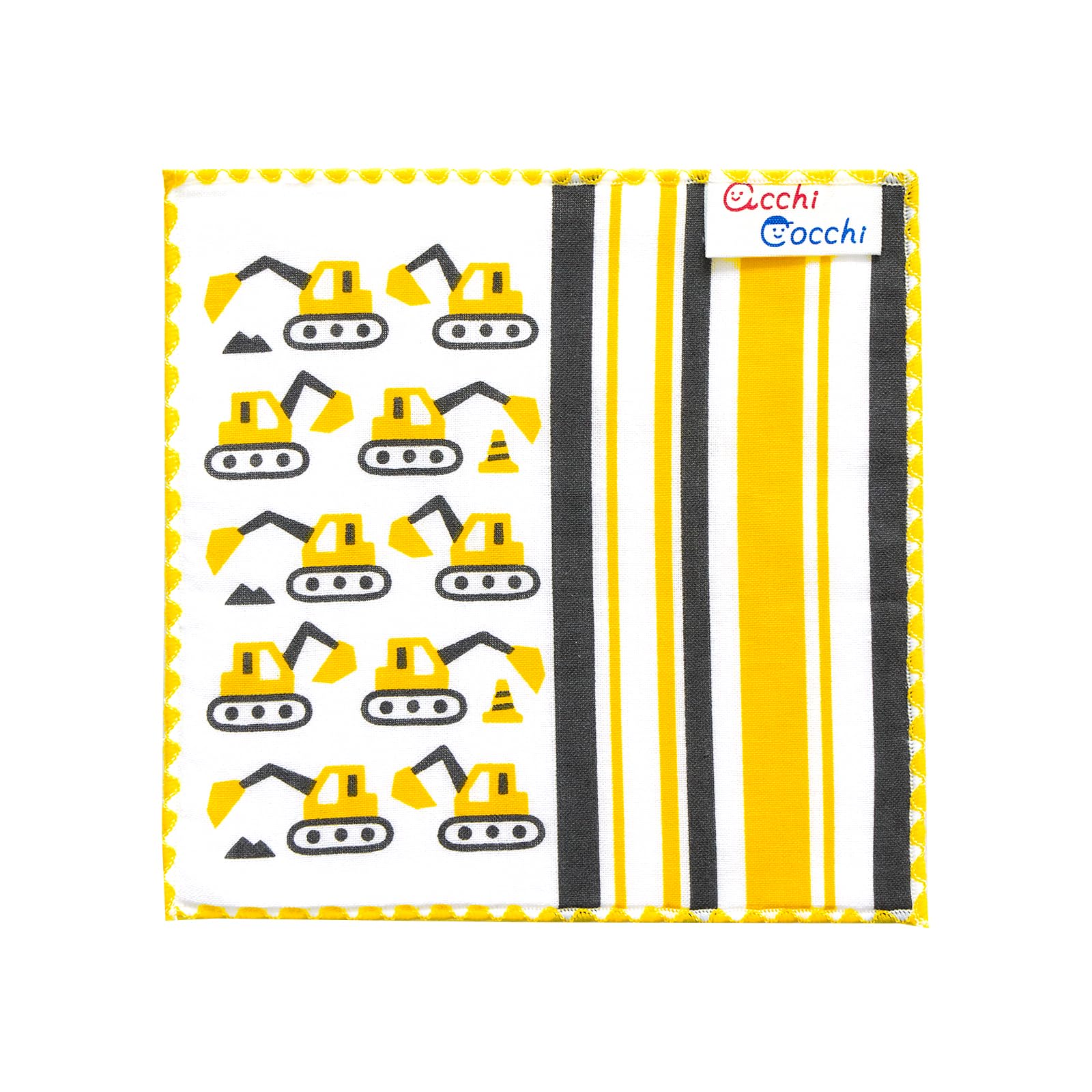 JIKAN STYLE ミニ ハンカチ ミニはんかち 子供 タオルハンカチ ショベルカー ギフト 日本製 入園 卒園 送別会 acchi cocchi あっちこっち イエロー 約15×15cm 02941(ショベルカー)商品画像