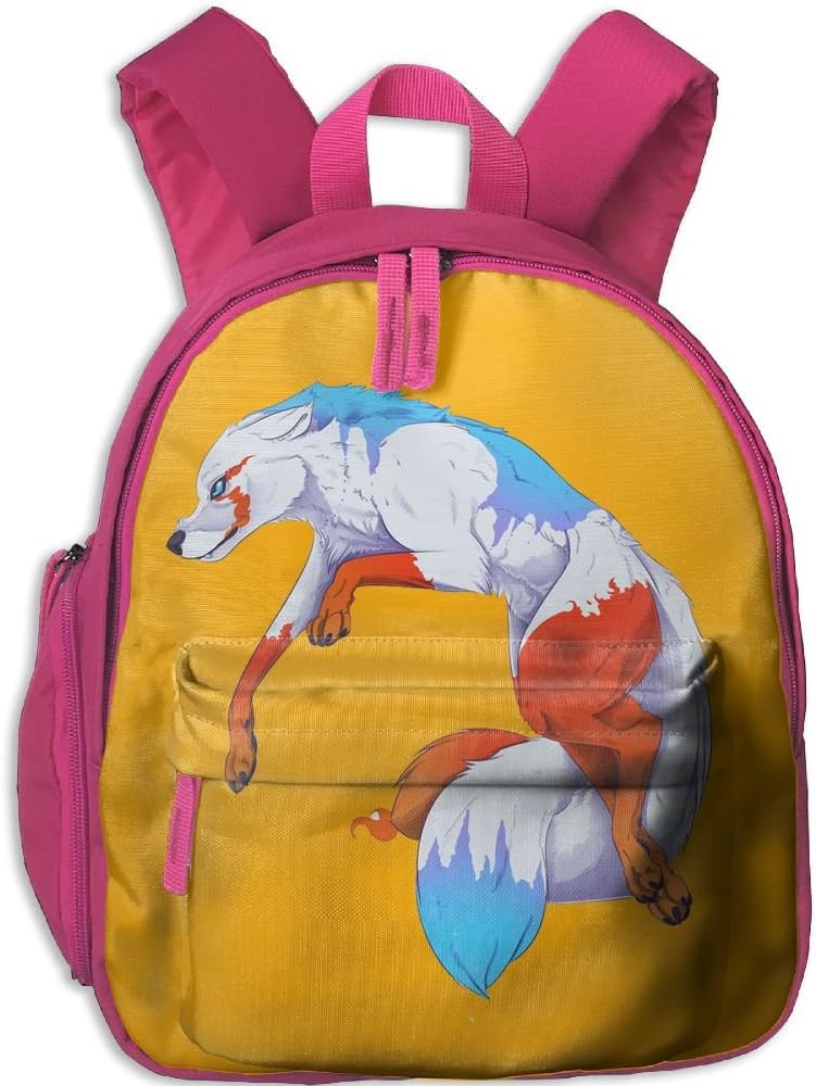 Colorful Wolf Backpack Anti-theft School Bag Durable Rucksack Daypack Water Resistant