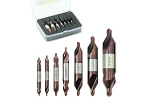YOKOCUT Center Drill Bit Set, M35 HSS Cobalt Centering Drill Bit for Stainless Steel, Carbon Steel, Alloy Steel, Cast Iron, Copper, Other Hard Metals, Metric 1-5mm (7pcs) TiAlN Coated