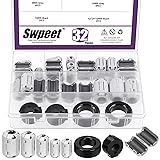 Swpeet 32Pcs 7 Sizes Grey Clip-on Ferrite Ring Core
