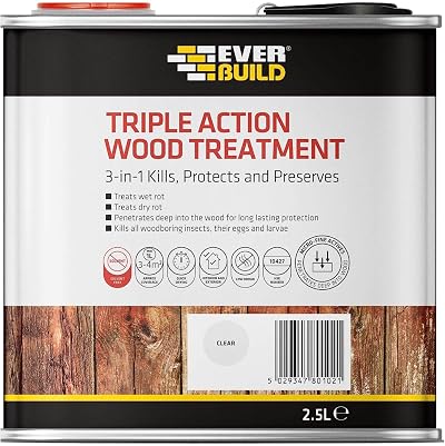 Everbuild LJUN02 Triple Action Wood Treatment Clear 2.5 Litre - Kills, Protects
