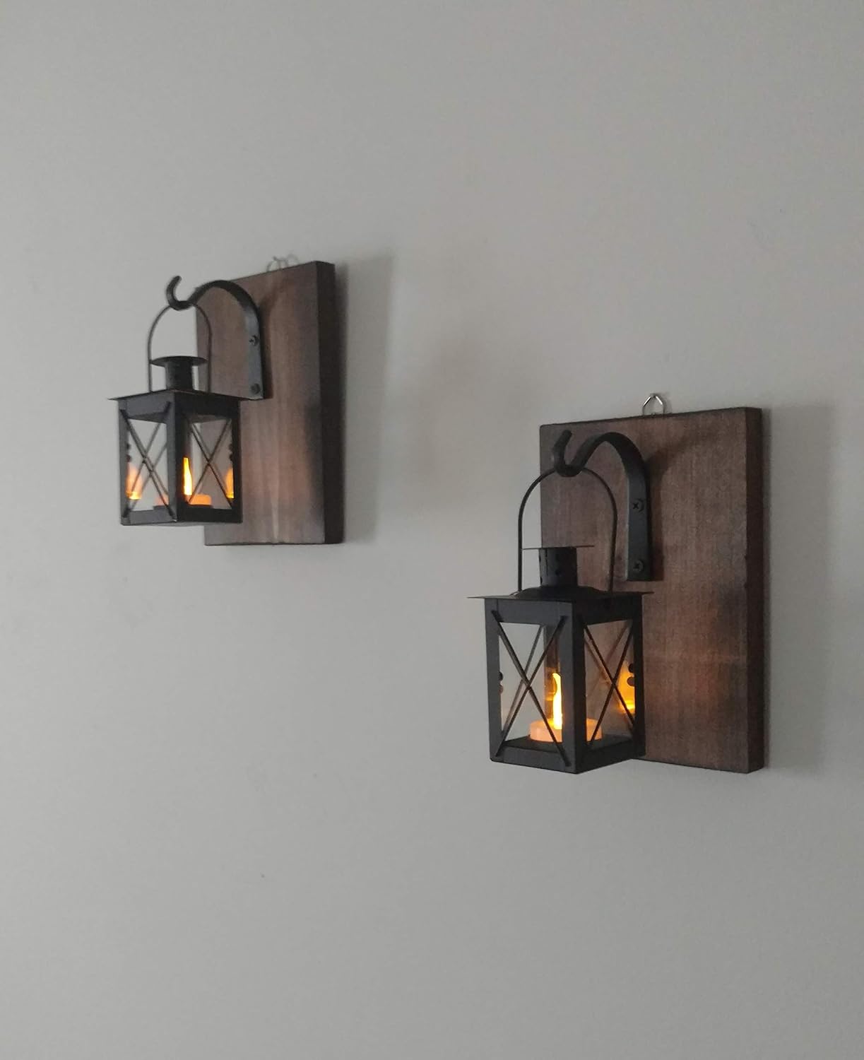 Amazon Com Rustic Wall Lanterns Farmhouse Metal Lanterns Lighted