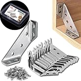 Furniture Corner Connector - 20PCS Universal Stainless Steel L Brackets for Wood,Hardware Metal Angle Bracket Corner Braces,L Bracket for Shelves,Table,Cabinet,Drawer,Corner Brackets for Wood