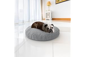 Muddy Mat® Cloud K-9 Dog Beds for Small Dogs & Cats, Soft & Relaxing Round Dog Bed, Chenille Material, Removable Cover, Washable & Dryer Safe – Grey Small(25'x25')