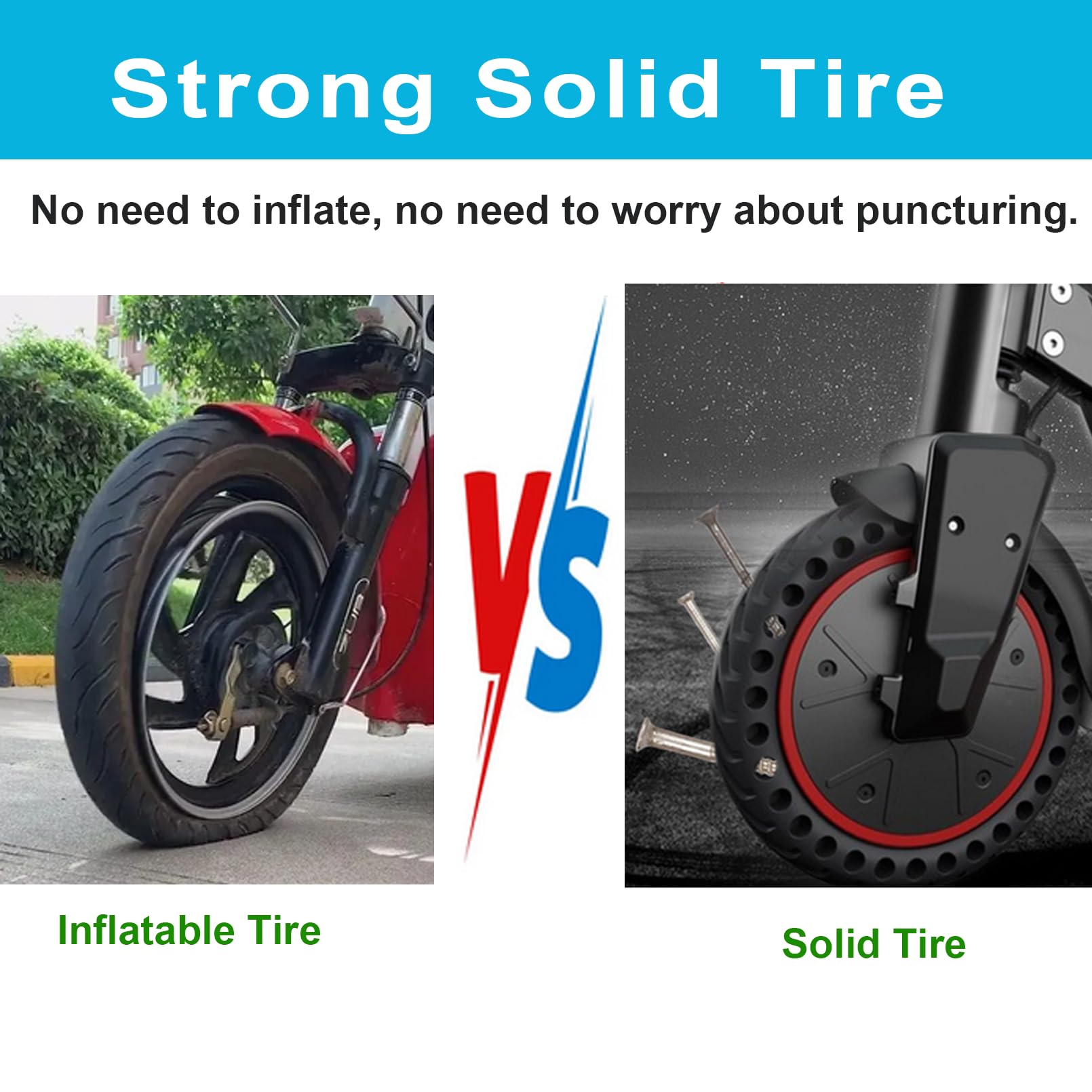 TOUBEUU Solid Tires 8.5x2 Inches for Electric Scooter, 50/75-6.1Replacement Wheels, Rubber Tyre 8-1/2'' for Gotrax GXL V2/XR/APEX & Xiaomi M365/M365 Pro/Pro 2/1S and All 8.5'' Scooter- Black(2PCS)