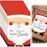 Kosiz 100 Pcs from Santa Gift Tag Stickers Personalized Christmas Label Stickers Xmas Self Adhesive Gift Labels Santa Claus Name Tag for Wrapping Presents Card Envelope Boxes