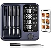 Wireless Meat Thermometer Digital with 4 Probes &amp; IP67 Waterproof，2 Sensors in 1 Probe, WiFi Unlimited Range Real Time Monitoring Smart Meat Thermometer for Cooking, BBQ, Grill, Oven, Smoker