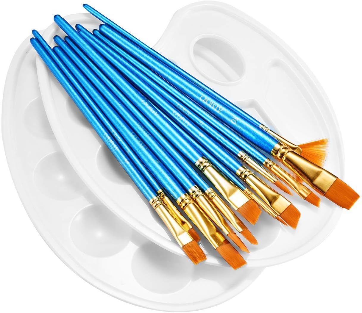Paintbrush Sets, LiSmile 12 Artist Brush, 2 Mixed Pallets Multifunctional Premium Nylon Paint Brushes