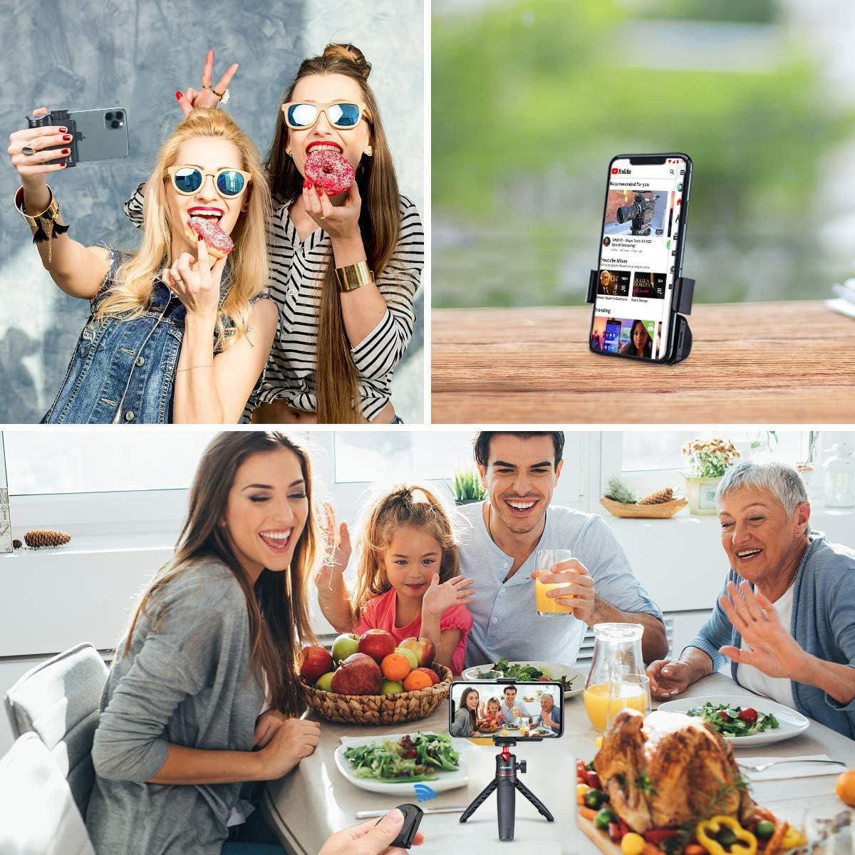 ULANZI Smartphone Tripod Mount with Remote Controller, Selfie Stick Tripod Monopod Head Adapter Phone Holder Handle Grip Compatible for iPhone 11 Pro Max/XS Max/8 Plus/Samsung Galaxy/Google Pixel : Camera & Photo