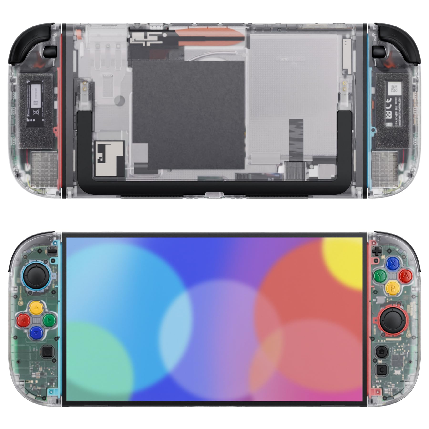 eXtremeRate DIY Replacement Shell Buttons for Nintendo Switch 2, Custom Console Rear Back Plate + Controller Faceplate with Decorative Strips ABXY Direction Keys for Joycon 2 - Essence Version - Clear