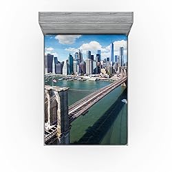 Lunarable Landscape 2 Pack Fitted Sheet, Aerial