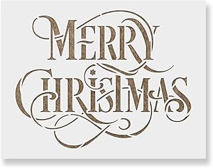 Merry Christmas Stencil - Reusable Stencils for Painting - Mylar Stencil for Crafts and Decorations