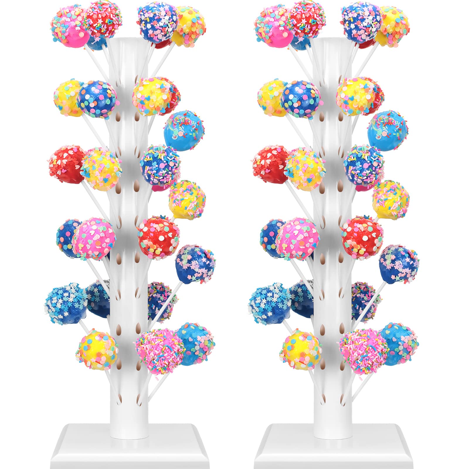 Photo 1 of *BASES ONLY* Treela 2 Pcs Cake Pop Stand Lollipop Holder Stand 60 Hole Cake Candy Dessert Table Display for Wedding Baby Showers Birthday Halloween Christmas Party