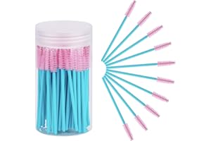 Cuttte 100pcs Disposable Mascara Brushes Wands with Container, Eyelash Spoolie Brushes for Eyelash Extensions and Mascara Use