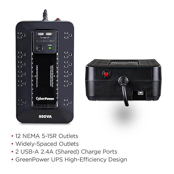 CYBERPOWER SX950U UPS BATTERY BACKUP, 12 OUTLETS, 950 VA, 890 J