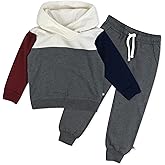 HonestBaby 2-Piece Fleece-Color Block Hoodie and Sweatpant Set 100% Organic Cotton for Infant Baby and Toddler, Boys