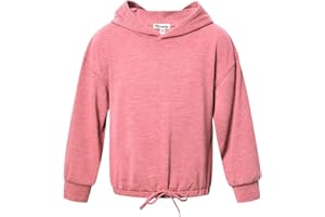 Mirawise Girls Long Sleeve Hood Shirts Tops Lightweight Hoodie Sweatshirt Top Loose Fit 4-13Y