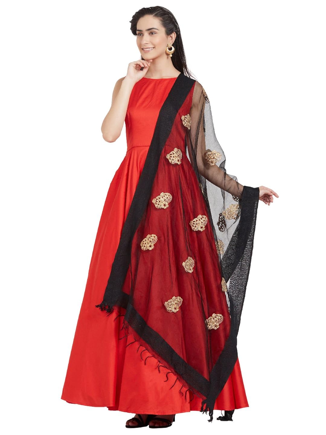 dupatta bazaar woman's gold embroidered organza jute border dupatta